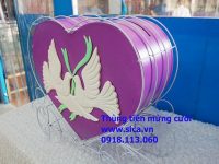 Thùng tiền trái tim viền sắt màu tím mừng cưới hỏi