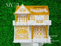 Thùng tiền ngôi nhà hai tằng màu vàng giá rẻ