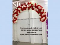 Mua cổng cưới trang trí hoa tú cầu đỏ giá rẻ