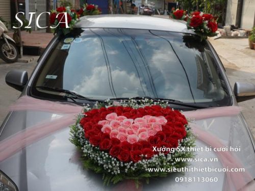 Thiết kế hoa trái tim cho xe cô dâu giá rẻ