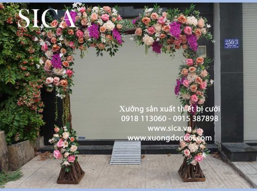 Cổng hoa cưới chất liệu cây gỗ giá rẻ
